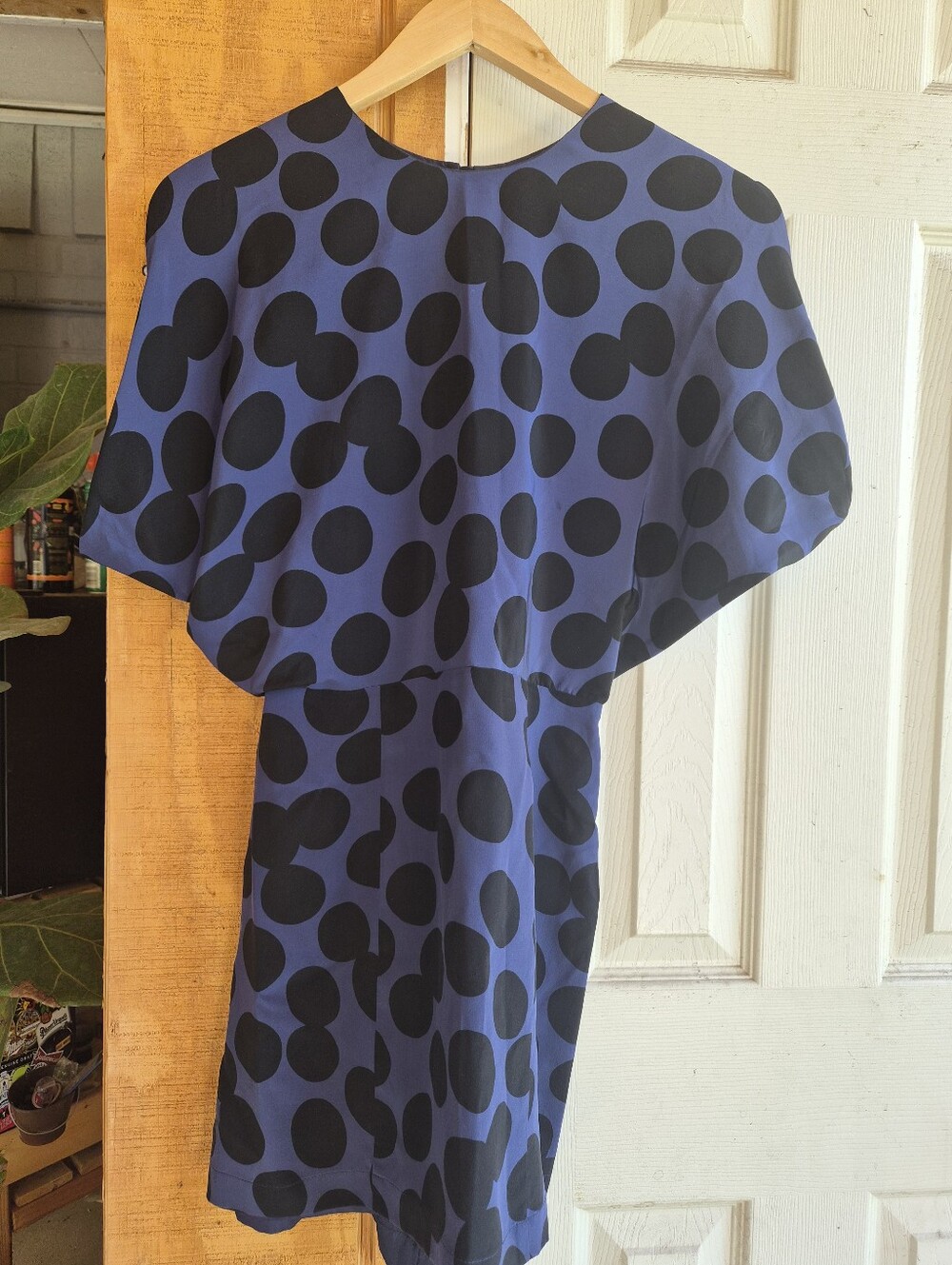 Wren open back blue dotted dress